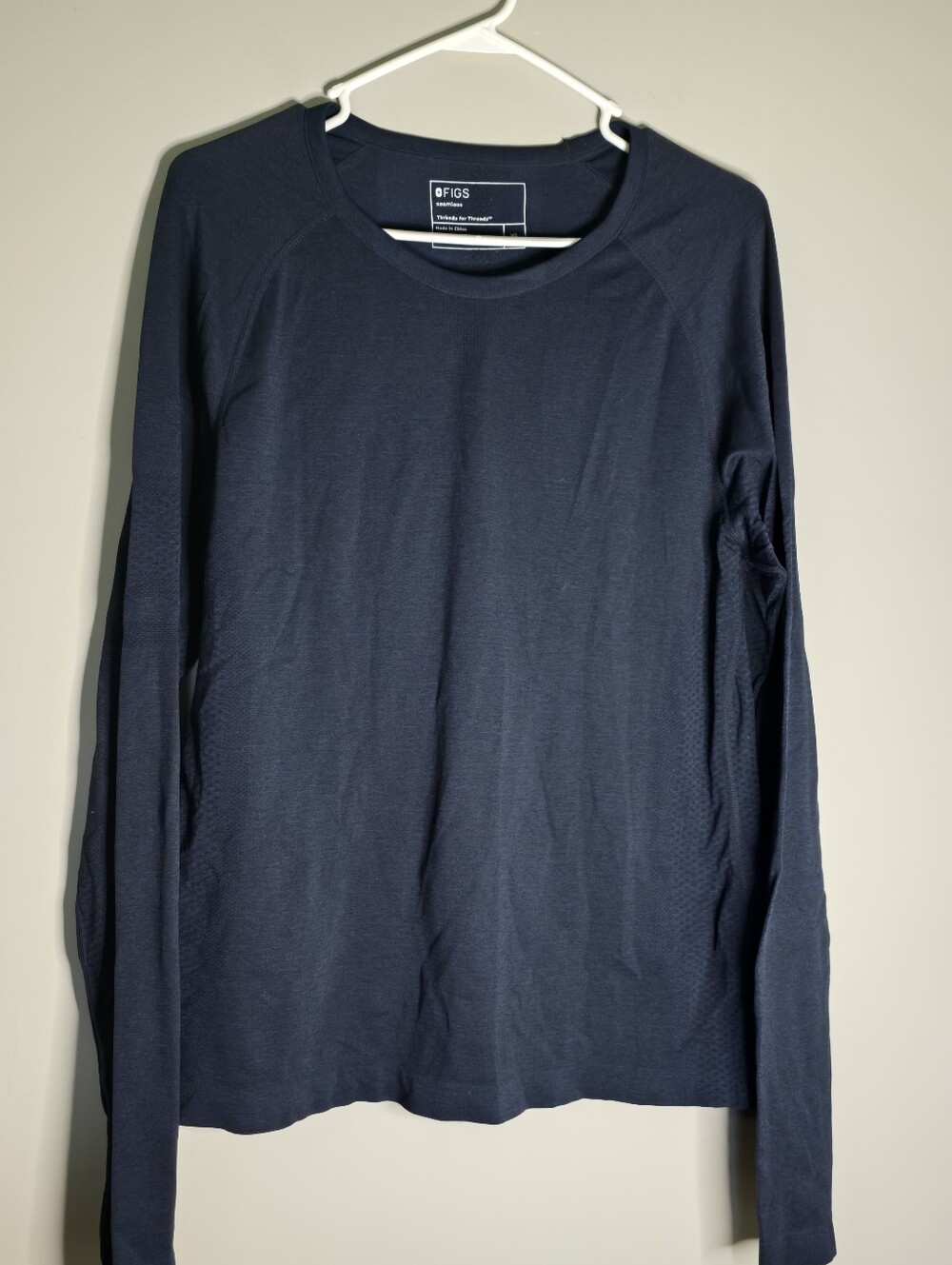 FIGS Metal Vent Tech Men's Dark Navy Long-Sleeve Crew Neck Shirt, XL